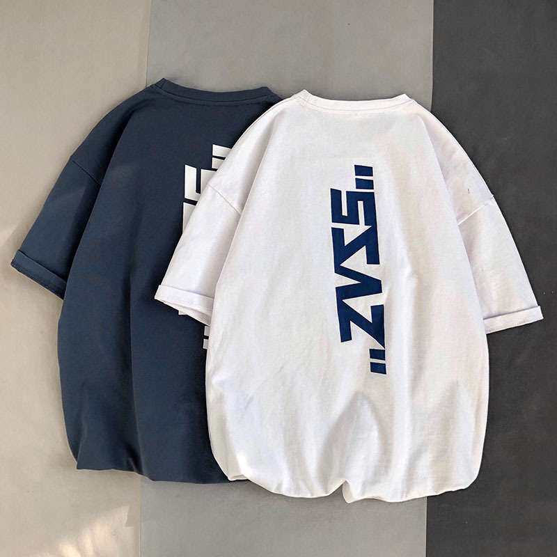 men clothess搭原宿风潮牌体恤夏季痞帅五分袖韩版潮流短袖潮2024