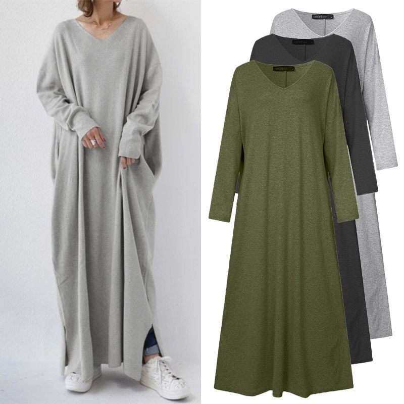 2024连衣裙春季都市休闲女装针织长袖V领大摆型连衣women clothes