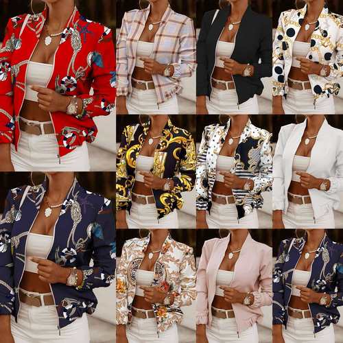 2024eBay新款拉链装饰长袖开衫外套小外套women clothes