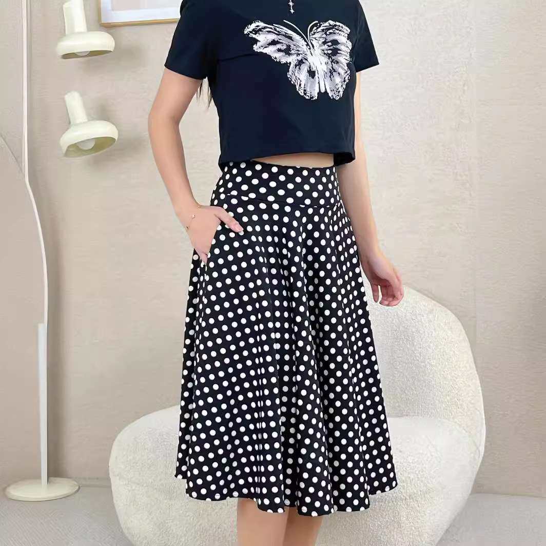 2024袋一字袋无安全裤高腰松紧腰带中长款裙子外贸women clothes