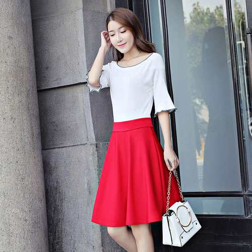 2024猫55CM女装新款纯色防走光秋冬半身裙伞长裙子women clothes