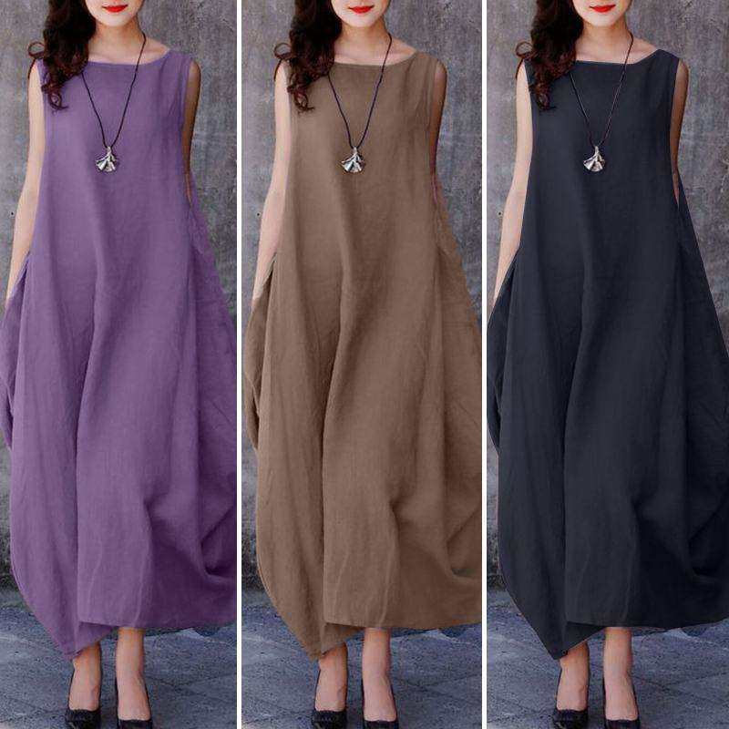 2024新款chic风圆领无袖洋气侧面大皱褶口袋连衣裙women clothes