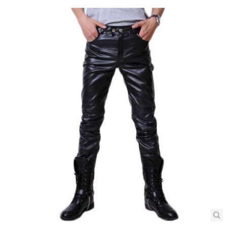 men clothes修身小脚裤韩版机车男潮流皮裤子秋冬pu皮长裤男2024