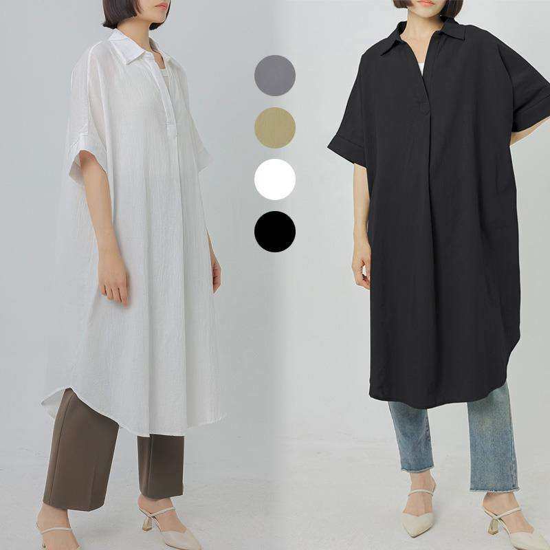 2024新品夏季棉麻连衣裙女宽松大版衬衫长裙子外贸women clothes
