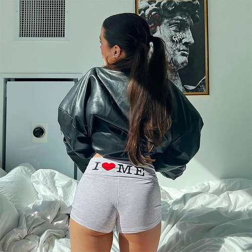 2024241欧美女装夏季新款字母印花休闲辣妹百搭短裤women clothes