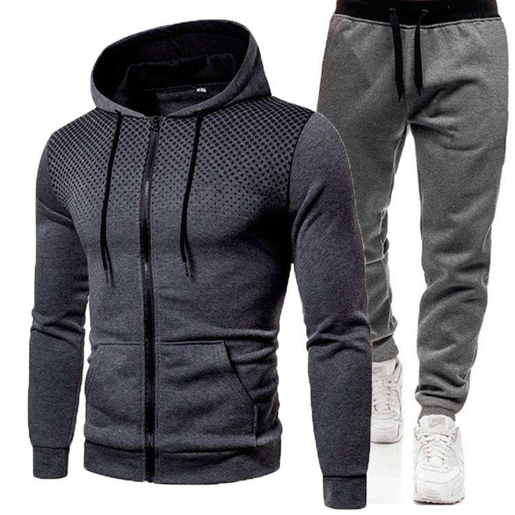 men clothes秋冬新款男士休闲开衫连帽卫衣3D印花男装套装2024