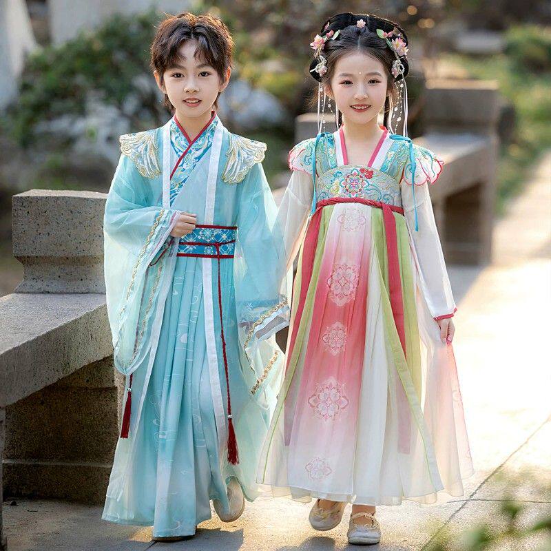 汉服男童2026新款六一儿童国学服装演出服小少爷唐装女童公主裙子