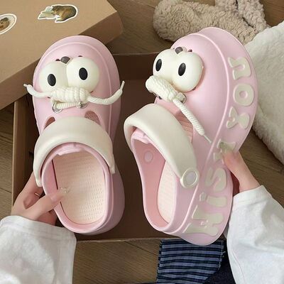 踩屎感厚底学生防滑EVA洞洞鞋女款海边度假夏外穿增高包头凉拖鞋