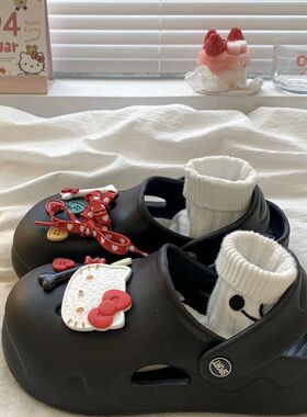 厚底洞洞女夏季外穿2024新款EVA增高厚底防滑防臭耐磨包头拖鞋