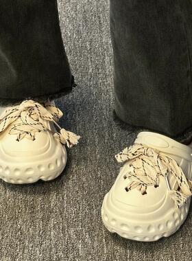 2023年夏季包头半拖鞋女外穿新款百搭厚底防滑休闲沙滩凉拖洞洞鞋