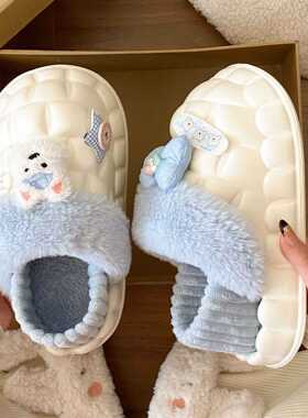 冬季新款洞洞鞋防风保暖外穿棉鞋女舒适百搭可爱蛋糕狗EVA底棉鞋