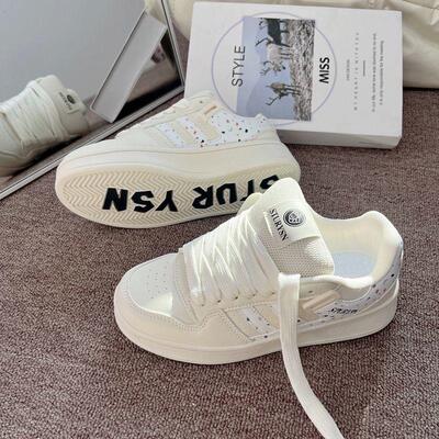 2025新款港风百搭厚底小白鞋春季