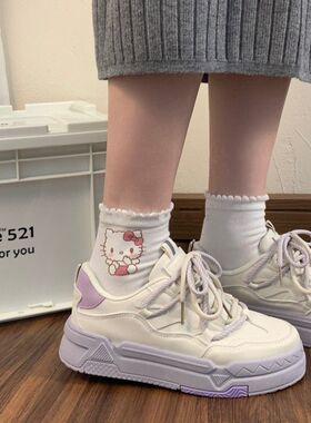 校园风女鞋香芋紫厚底小白鞋女春季百搭小众原创板鞋春季运动鞋女