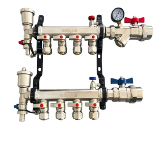 恒杰地暖分水器 大流量家用暖气345六路集水器配件全铜地热分水器