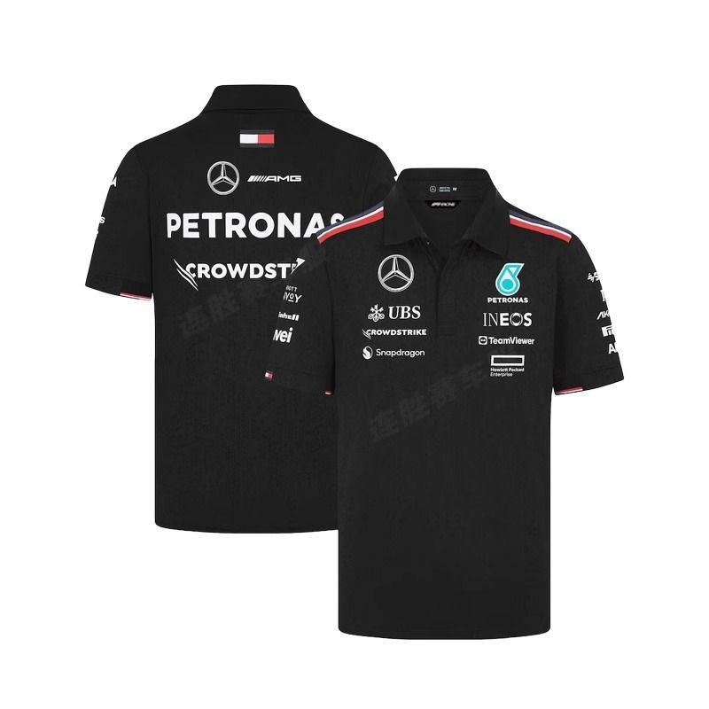 24新品F1赛车服奔驰短袖红牛polo速干夏季立领男女车队上衣定制