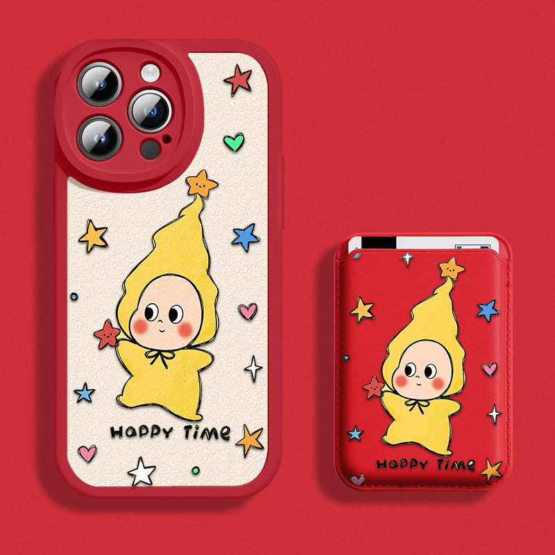 [星星人手机壳]2026红色小羊皮magsafe磁吸卡包适用于苹果17promax/16pro/15plus/14/13mini/12/11发财好运,3C数码配件,手机保护套/壳,淘宝优惠券,粉丝福利购,淘宝优惠卷