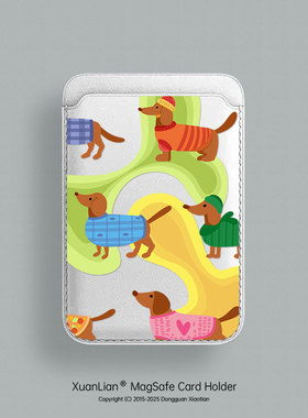 炫恋【磁吸magsafe卡包】适用于iPhone15promax手机壳男女个性创意14小众黄色皮革13可插卡套12腊肠狗