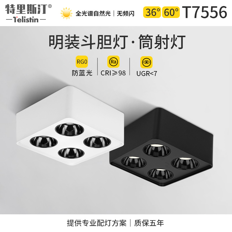 明装方形四头射灯深防眩无主灯