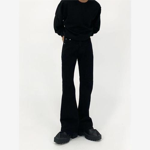 M7cleanfit牛仔裤男款修身显瘦纯黑色vibe裤子美式痞帅微喇长裤