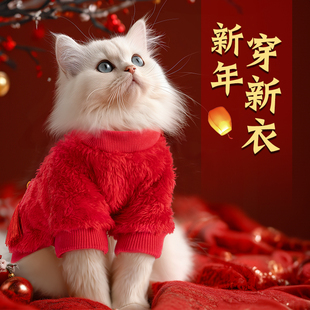 小猫猫咪新春过年衣服加厚保暖加绒宠物布偶马甲背心防掉毛冬季 款