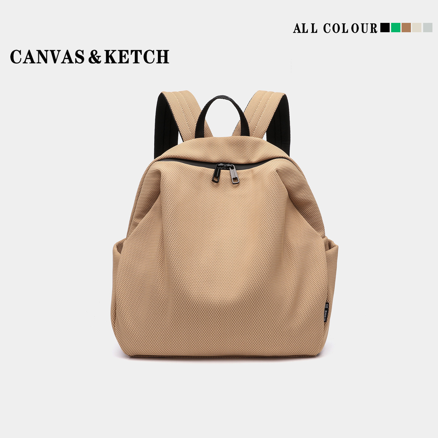 空气感韩系双肩包包多口袋大容量通勤背包简约休闲书包双肩背包潮