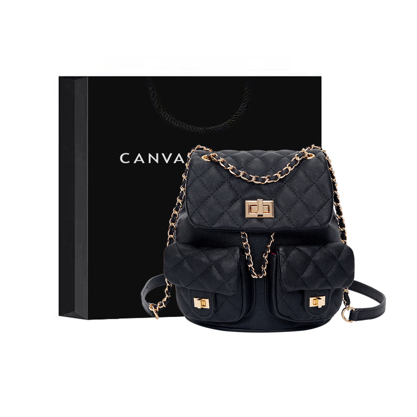 官网CANVAS&KETCH菱格双肩包女式2026新款小香风背包女生生日礼物