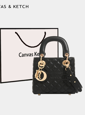 官网CANVAS&KETCH包包女生日礼物2025新款菱格手提单肩斜挎戴妃包
