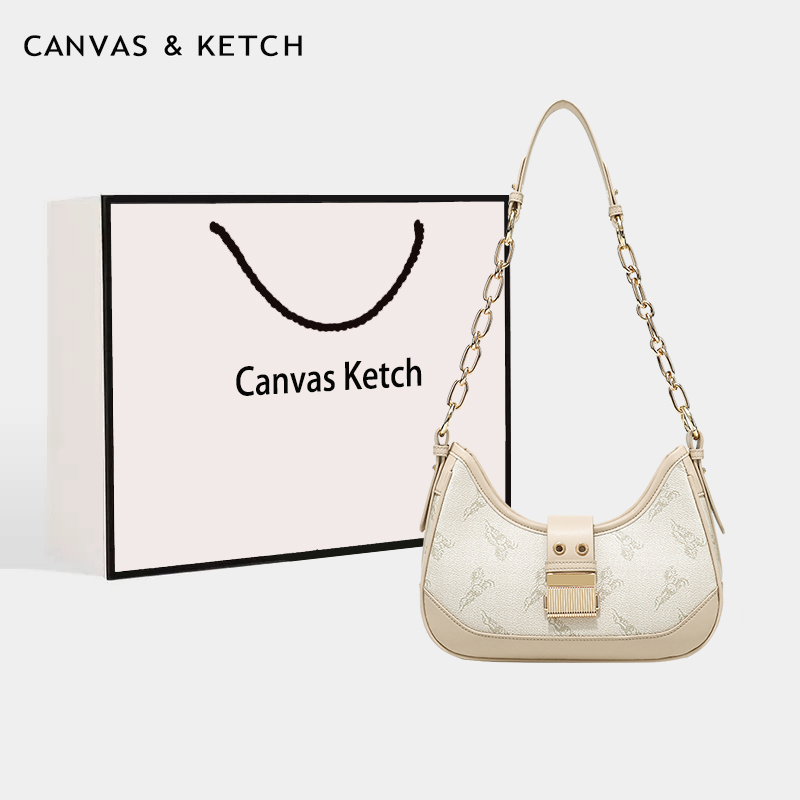 包包女斜跨包拼接链条包月亮包