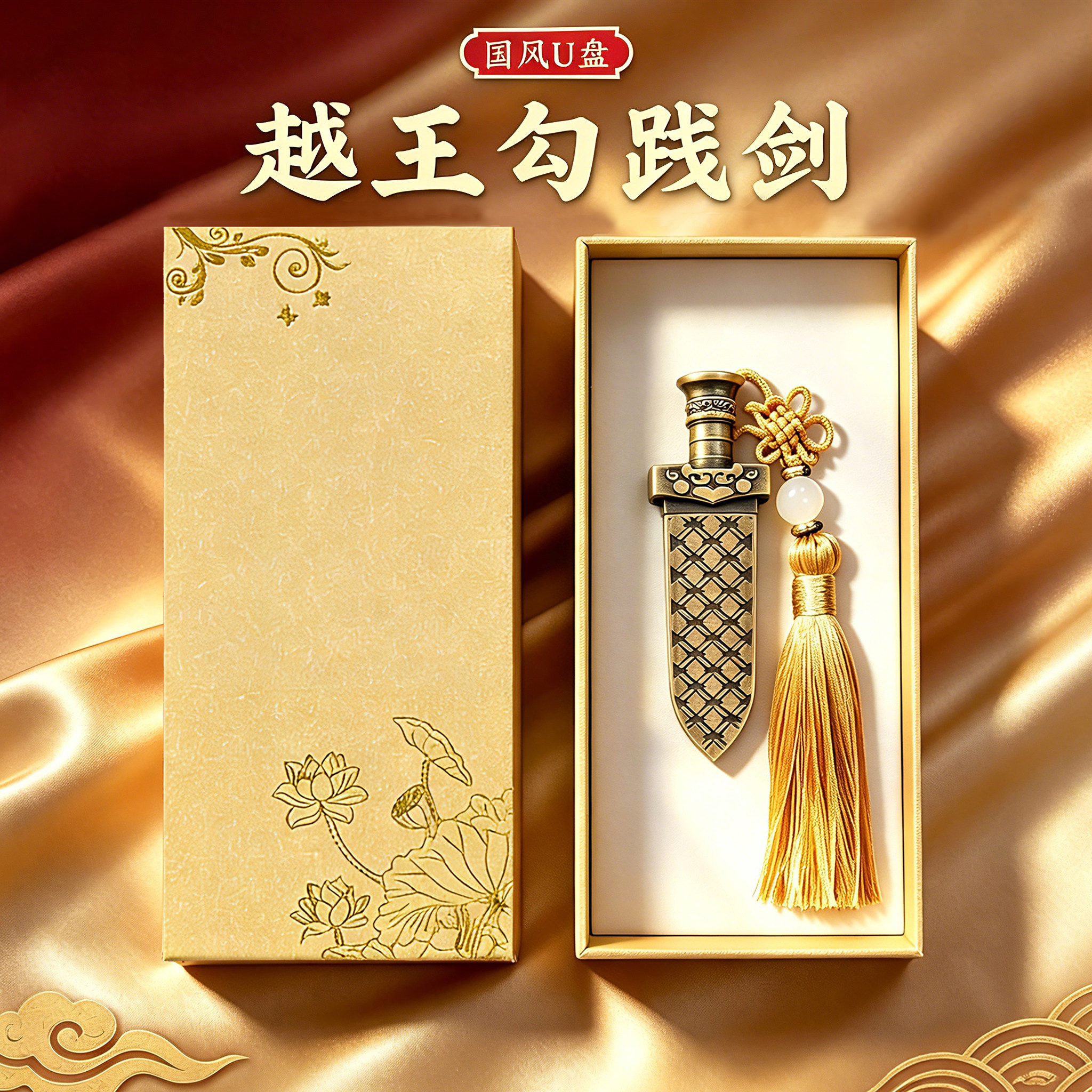 越王勾践剑中国风U盘礼盒定制图片