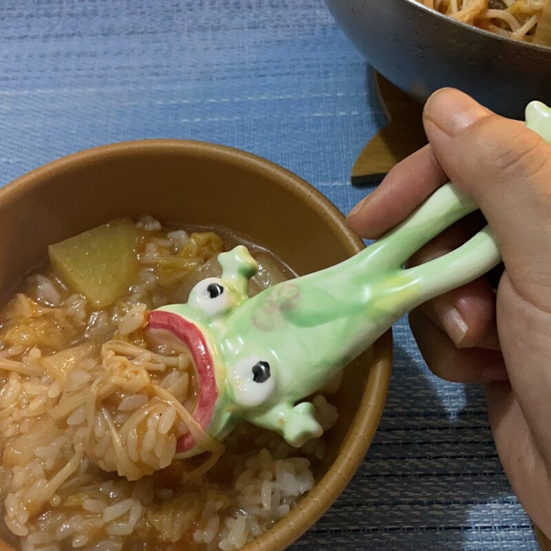 创意网红摆烂大嘴青蛙勺子陶瓷汤勺饭勺艺术品丑东西二沟个性小众