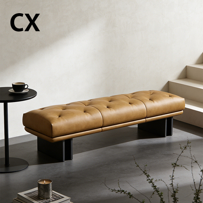 意式超纤皮床尾搁衣长条凳