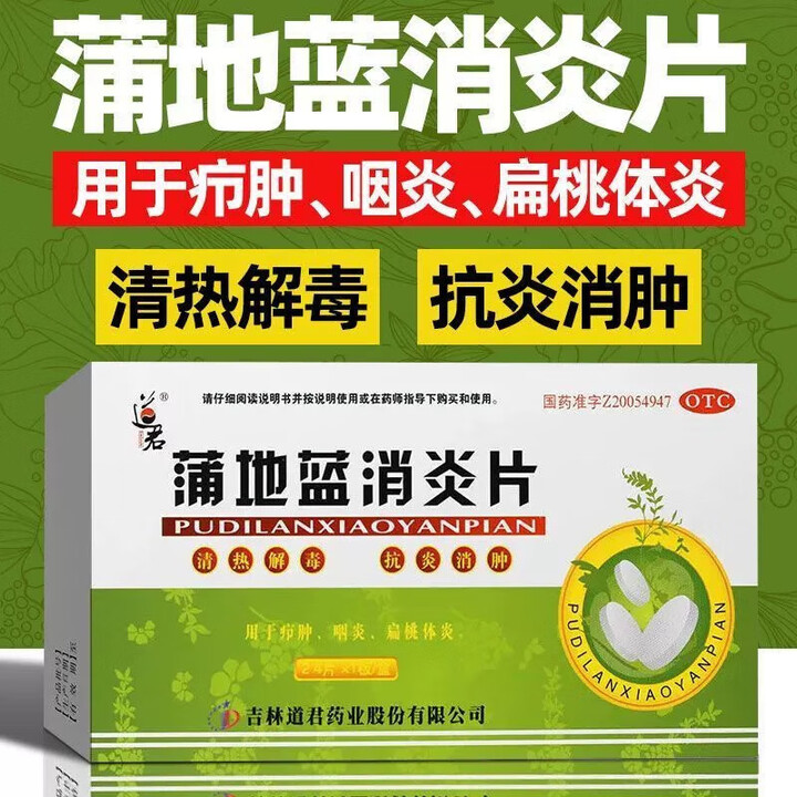 道君蒲地蓝消炎片官方旗舰店正品0.25g*24片/盒清热解毒抗炎消肿