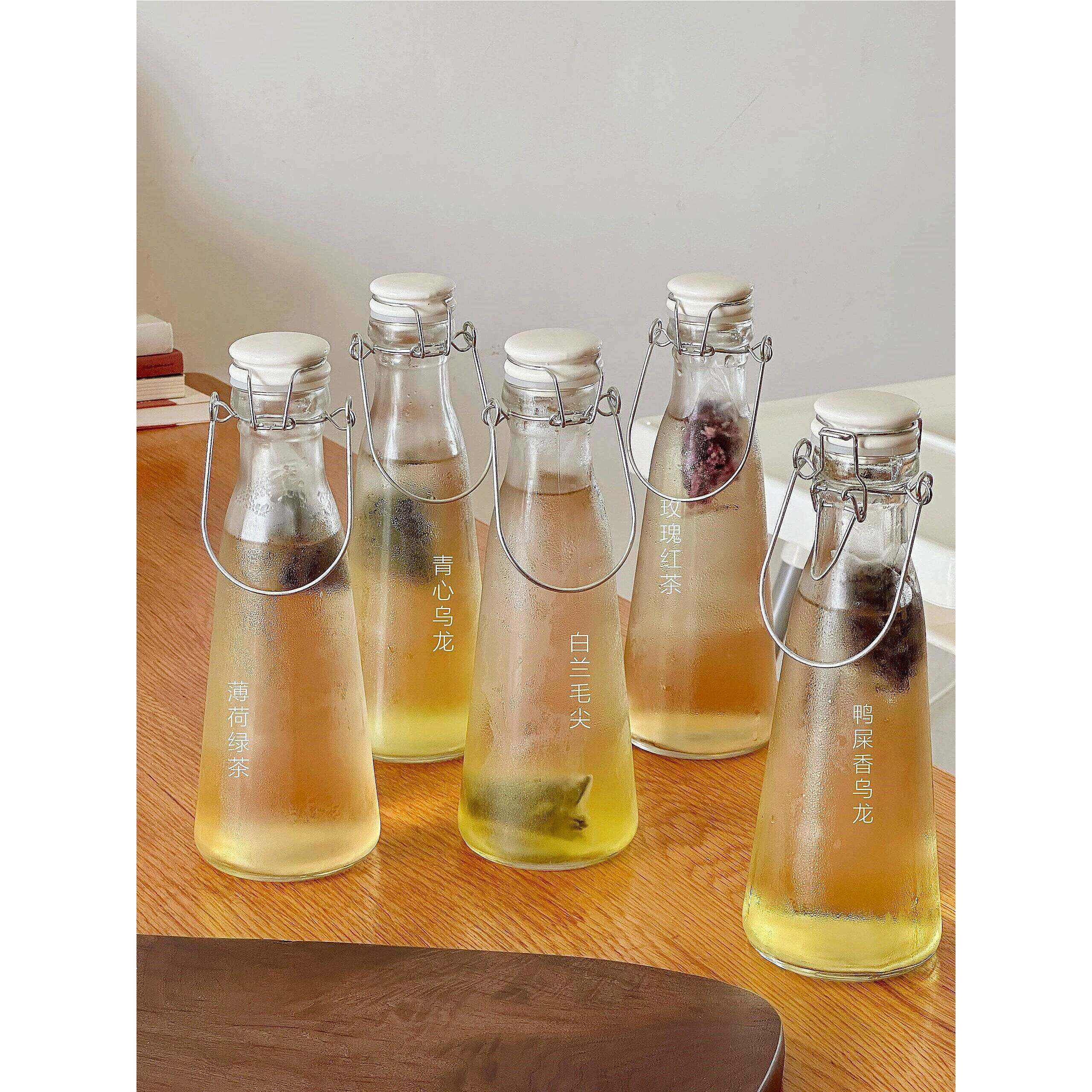 玻璃冷水壶冷泡茶杯水果茶家用卡扣式冷泡壶凉水壶冰箱密封泡酒瓶