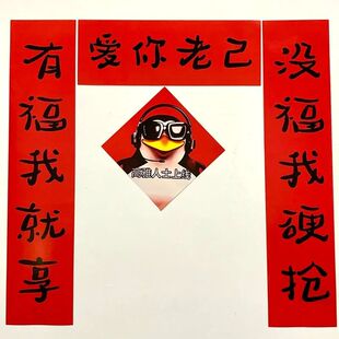 新年装饰对联抽象爱你老己搞笑对联春节宿舍房间卧室过年春联门帘