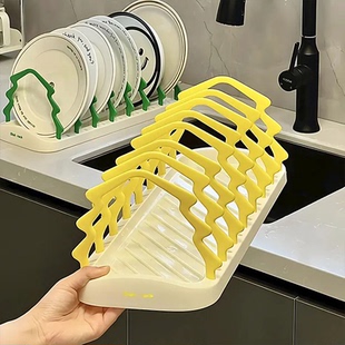 多巴胺碗盘架碗碟收纳架可调节沥水盘家用厨房碗柜碟子盘子置物架