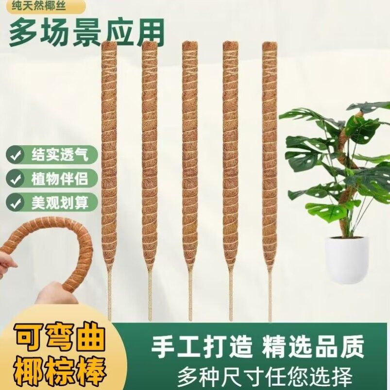 龟背竹支撑杆绿箩攀爬柱椰棕棒绿萝固定架爬藤花架棕榈柱椰丝造型