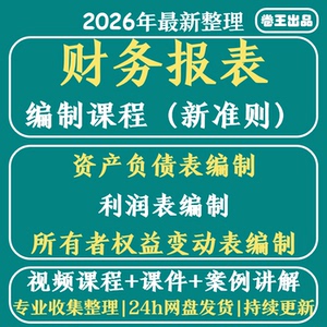 财务报表编制课程资产负债表利润表所有者权益变动表编制视频教程