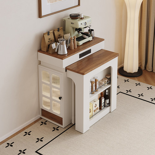 巧工匠奶油风岛台餐桌一体可伸缩