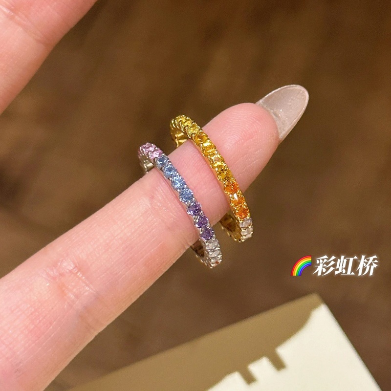 渐变素圈戒指女小众设计轻奢指环