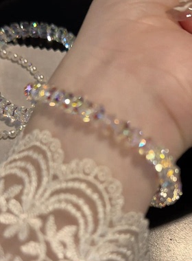 千金感幻彩仿白水晶串珠手链女款