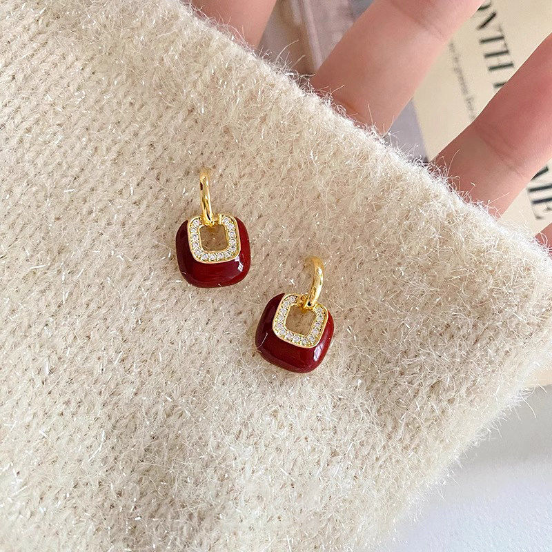 简约几何红色滴釉耳环女2026新款爆款高级感耳钉轻奢气质新年耳饰,饰品/流行首饰/时尚饰品新,耳环,淘宝优惠券,粉丝福利购,淘宝优惠卷
