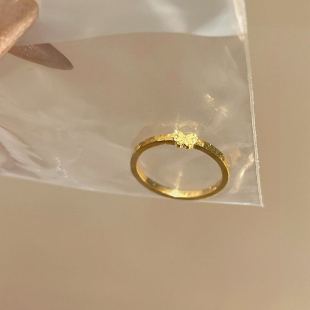 碎碎冰蝴蝶素圈戒指女小众设计轻奢高级感2025新爆款 情侣对戒指环