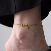 新款 无限符号星芒吊坠钛钢脚链小众设计时尚 闺蜜足链2025夏季 配饰