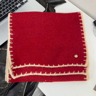 氛围感新年红色围巾女2025新款冬今年流行爆款本命年针织毛线围脖