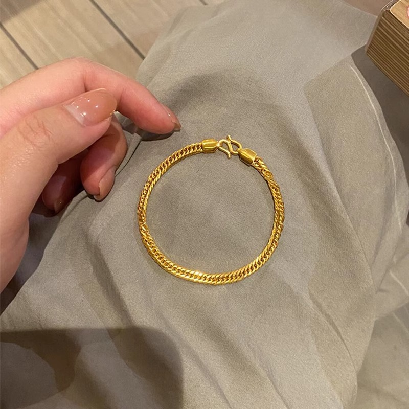 金色蛇骨素链手链女款中古扁链女