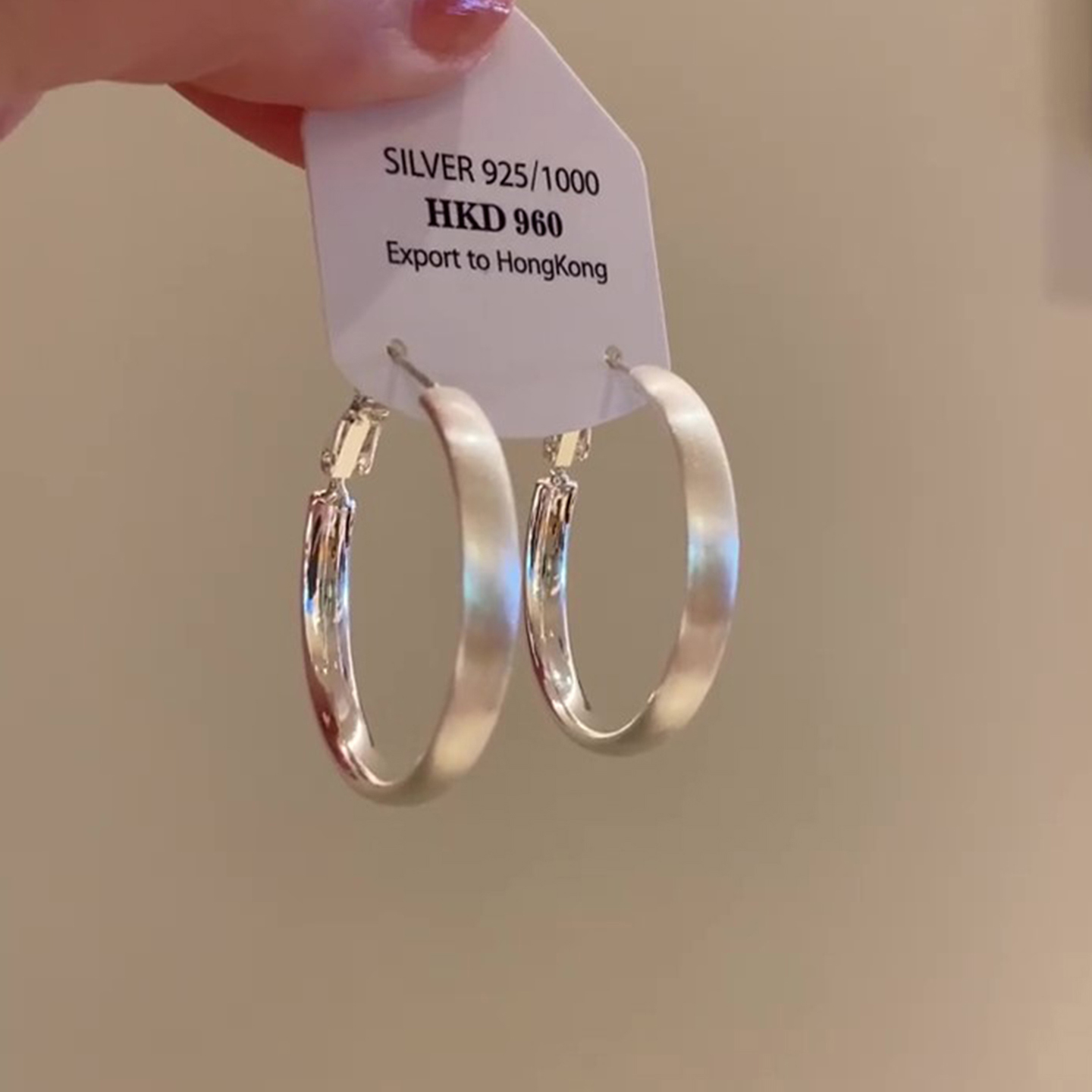 拉丝素圈耳环方圆脸大圆圈耳圈女