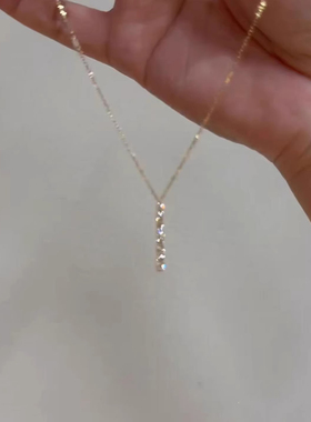 细闪梯形吊坠项链女轻奢小众配饰