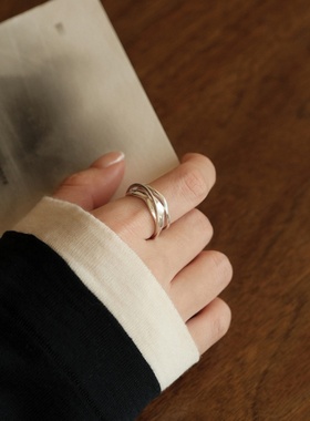 双层线条戒指女小众设计轻奢指环