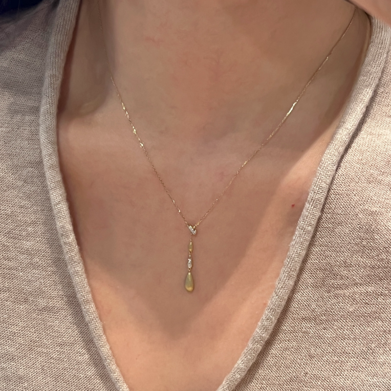 金色拉丝水滴吊坠项链女款锁骨链