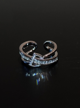 爆闪交叉戒指女小众设计个性指环
